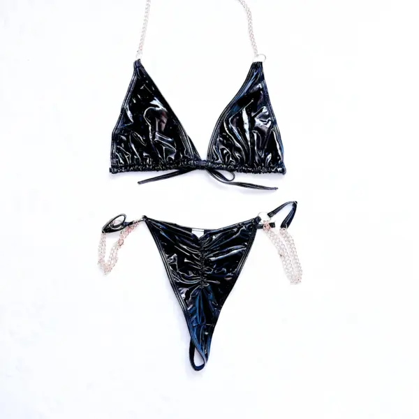 Women's Lingerie Set with Triangle Cups and No Underwire – Alluring Thong Style