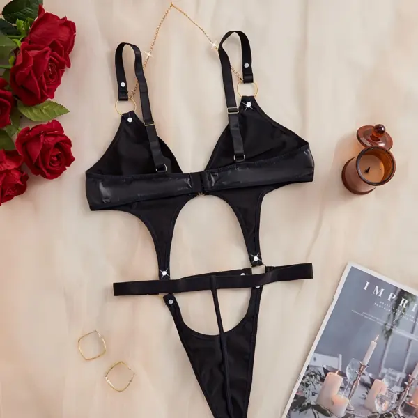 Sexy Black Bodysuit with Body Contouring for Women – Erotic Lingerie and Underwear