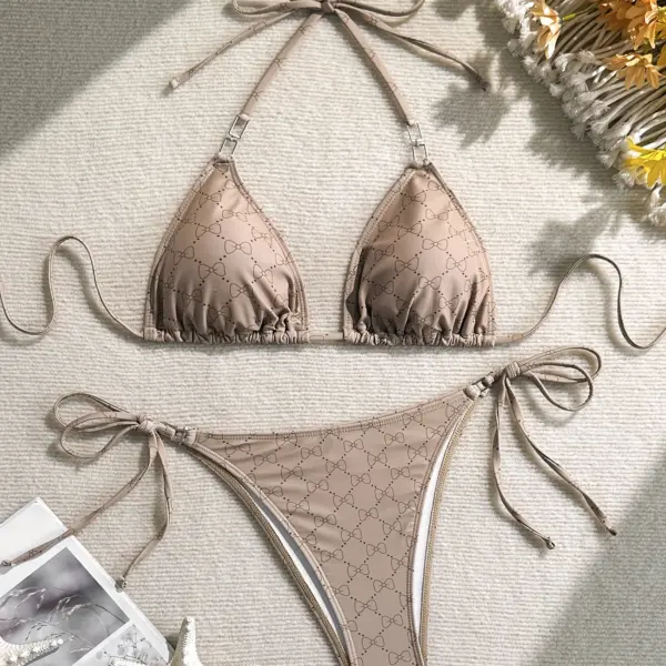 FUBA.VI Stylish V-Neck Butterfly Print Bikini Set for Women