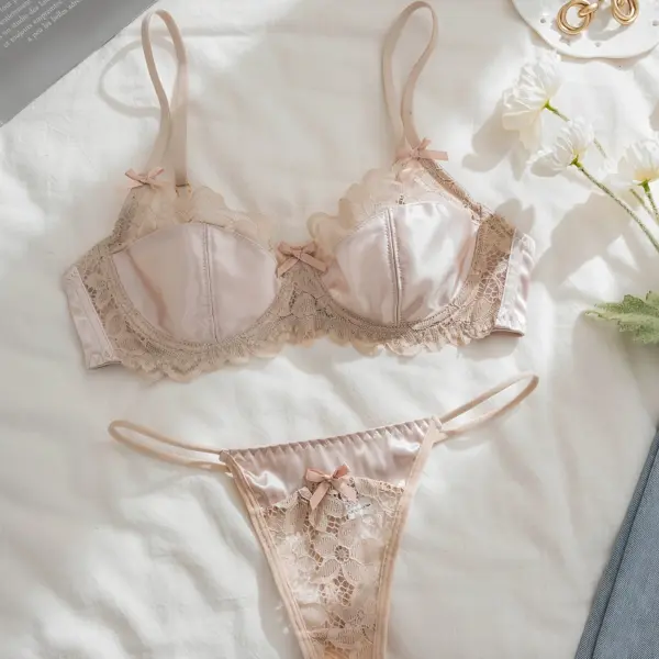 Elegant Lace Ribbon Lingerie Set for Women