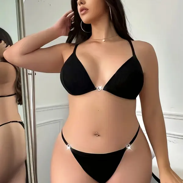 Plus Size Sexy Lingerie Set for Women – Plus Size with Shiny Heart Ring Detail