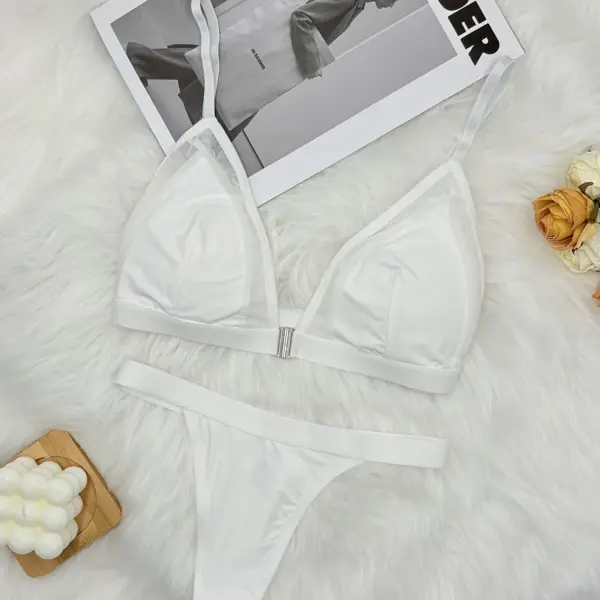 White Suit for Women; Front-Buttoned, Simple, Thin, Wireless Sexy French Triangle Bra